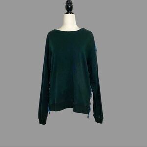 💛 L 💛 NWT Anthro Sweat-shirt Size L Blue Plaid Flannel Contrast Cute​